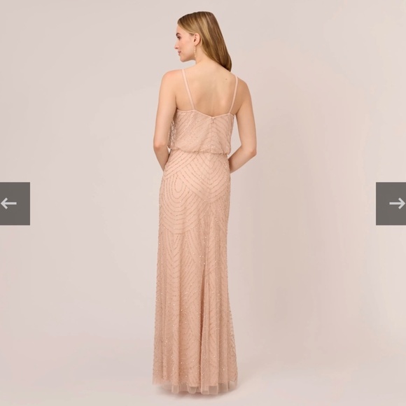 Art Deco Beaded Blouson Gown In Blush - Picture 3 of 4